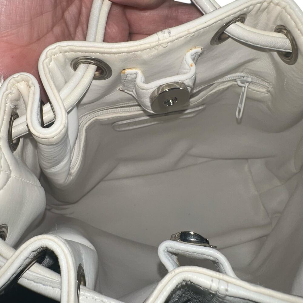 Tignanello White Leather Drawstring Crossbody Bag - image 7